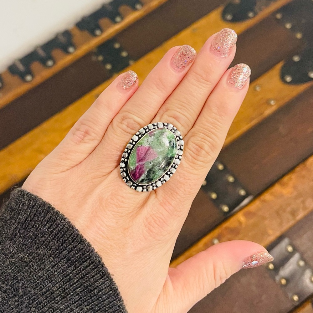 Ruby Zoisite 925 Sterling Silver Ring - image 2